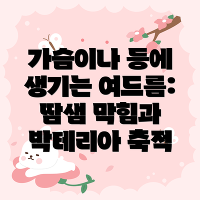 가슴이나 등에 생기는 여드름: 땀샘 막힘과 박테리아 축적