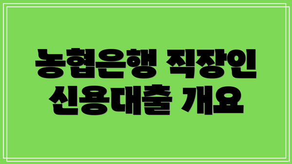 농협은행 직장인 신용대출 개요