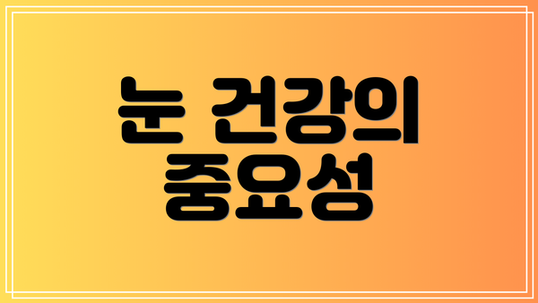 눈 건강의 중요성