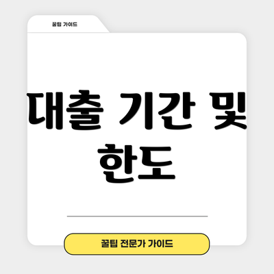 대출 기간 및 한도