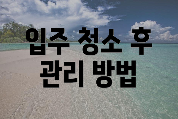 입주 청소 후 관리 방법