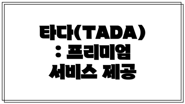 타다(TADA): 프리미엄 서비스 제공
