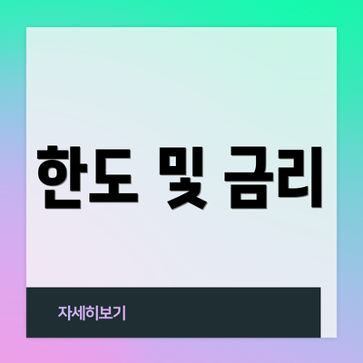 한도 및 금리