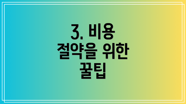 3. 비용 절약을 위한 꿀팁