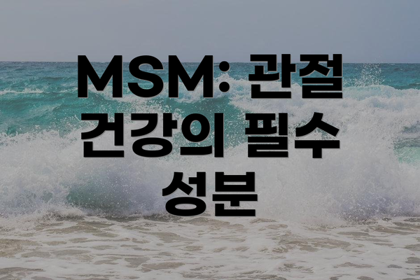 MSM: 관절 건강의 필수 성분