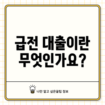 급전 대출이란 무엇인가요?
