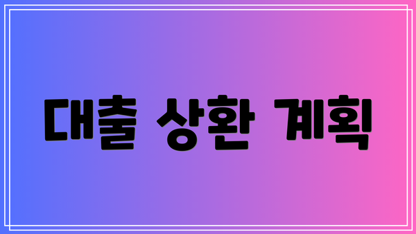 대출 상환 계획