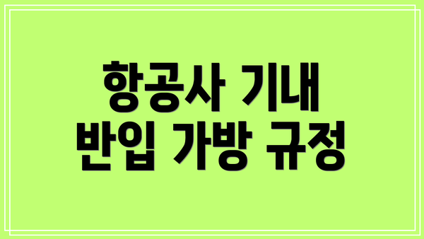 항공사 기내 반입 가방 규정