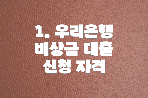 1. 우리은행 비상금 대출 신청 자격