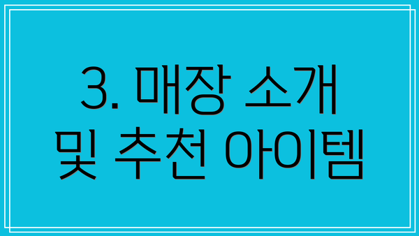 3. 매장 소개 및 추천 아이템