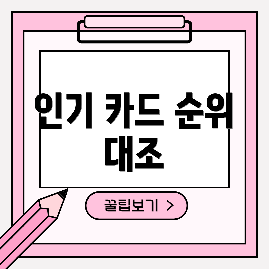 인기 카드 순위 대조