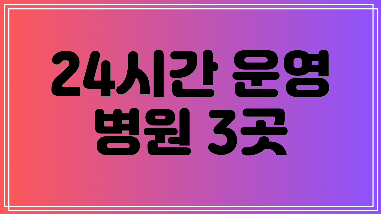 24시간 운영 병원 3곳