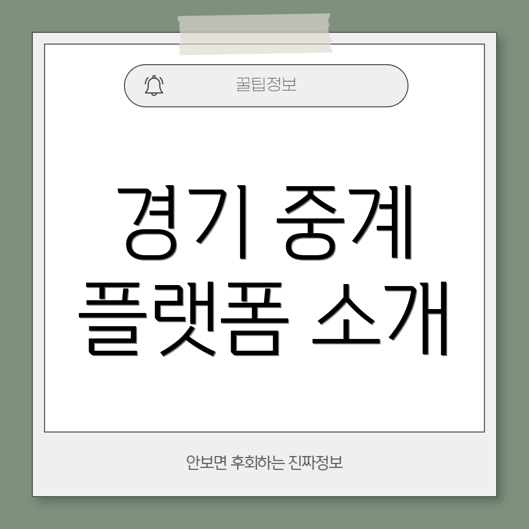 경기 중계 플랫폼 소개