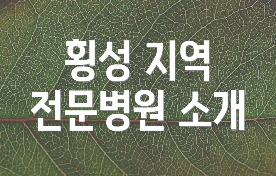 횡성 지역 전문병원 소개