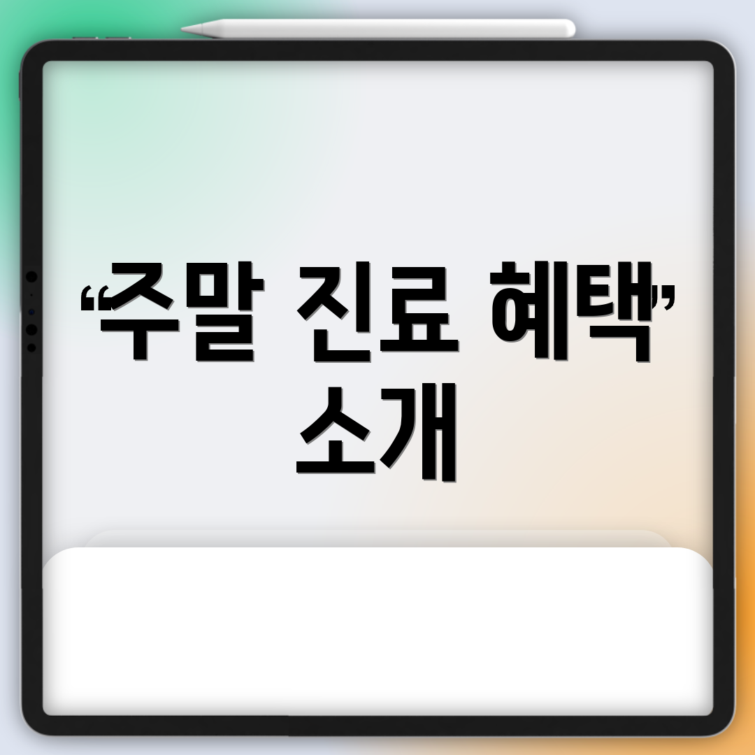 주말 진료 혜택 소개