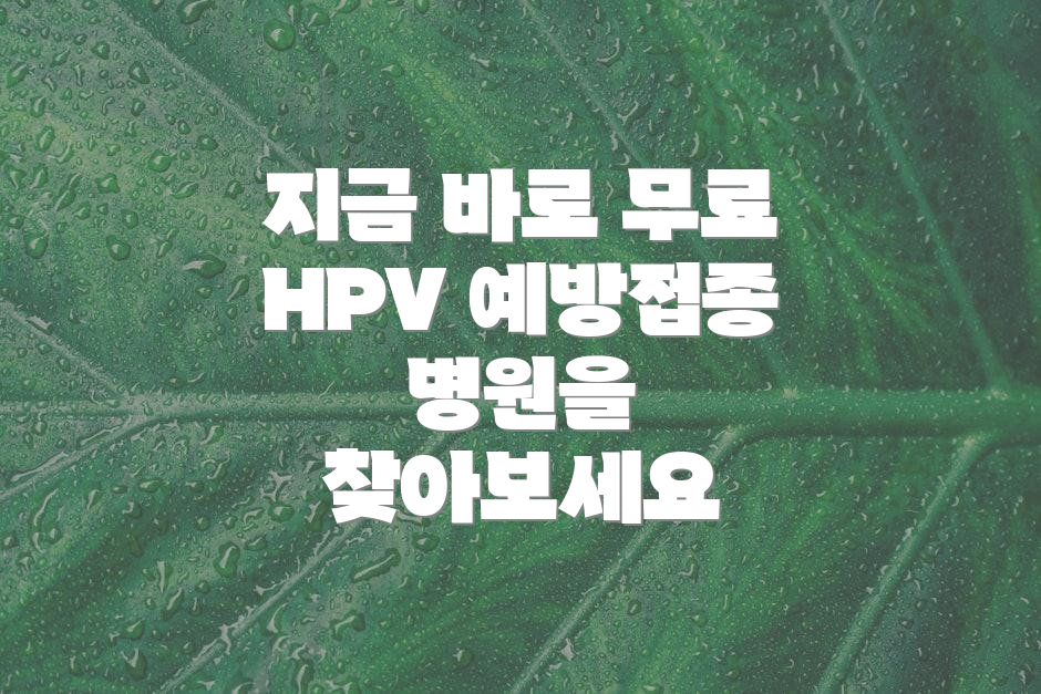 지금 바로 무료 HPV 예방접종 병원을 찾아보세요