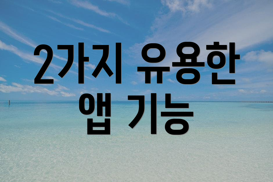 2가지 유용한 앱 기능