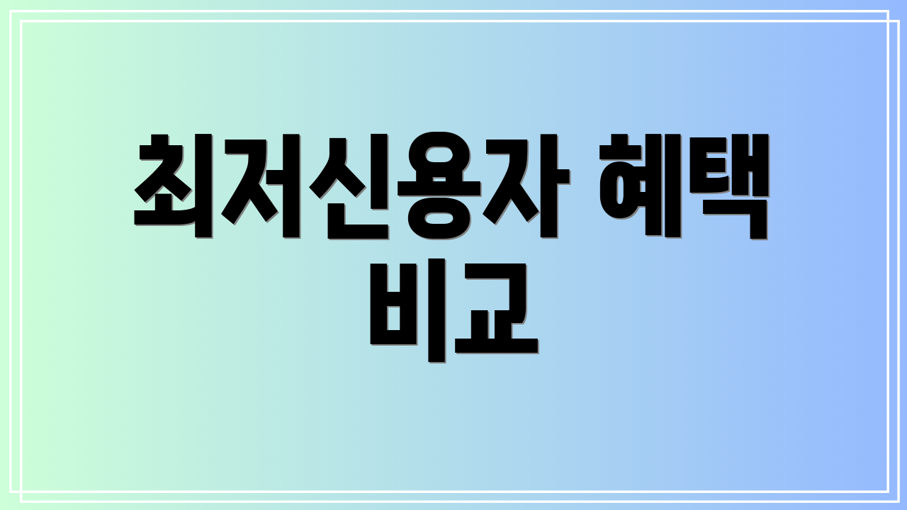 최저신용자 혜택 비교