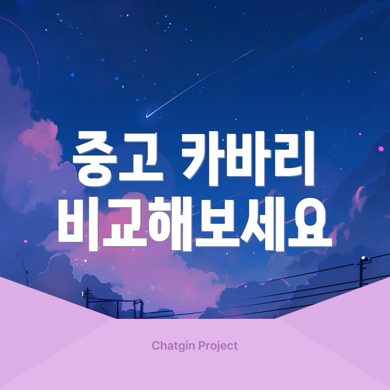 중고 카바리 비교해보세요