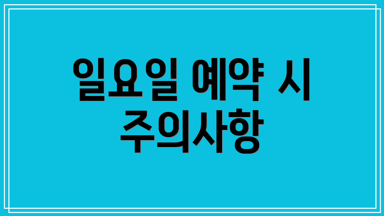 일요일 예약 시 주의사항