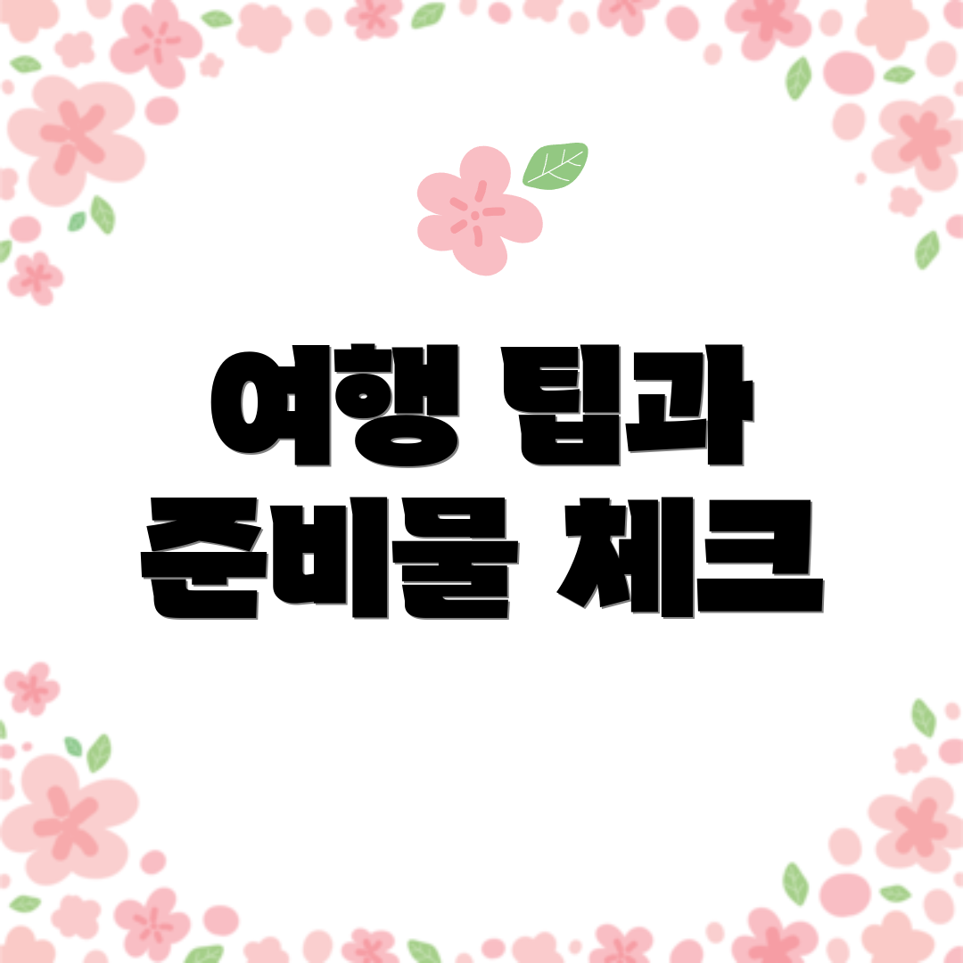 여행 팁과 준비물 체크