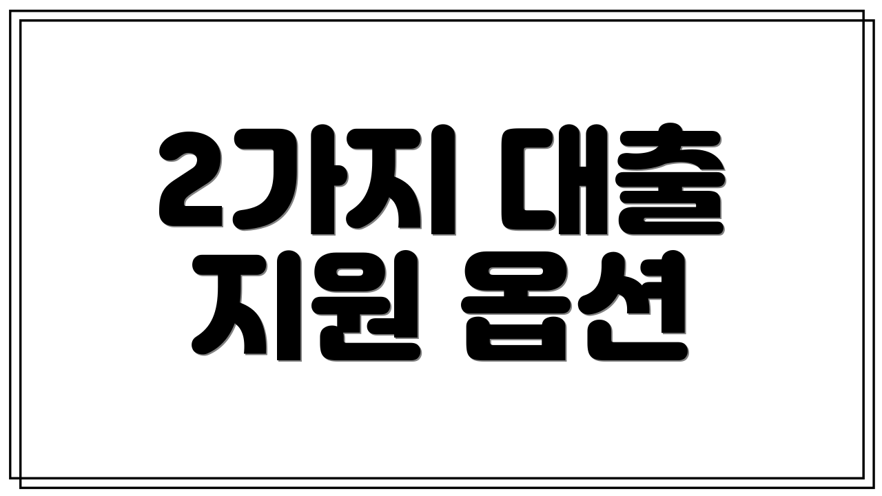 2가지 대출 지원 옵션