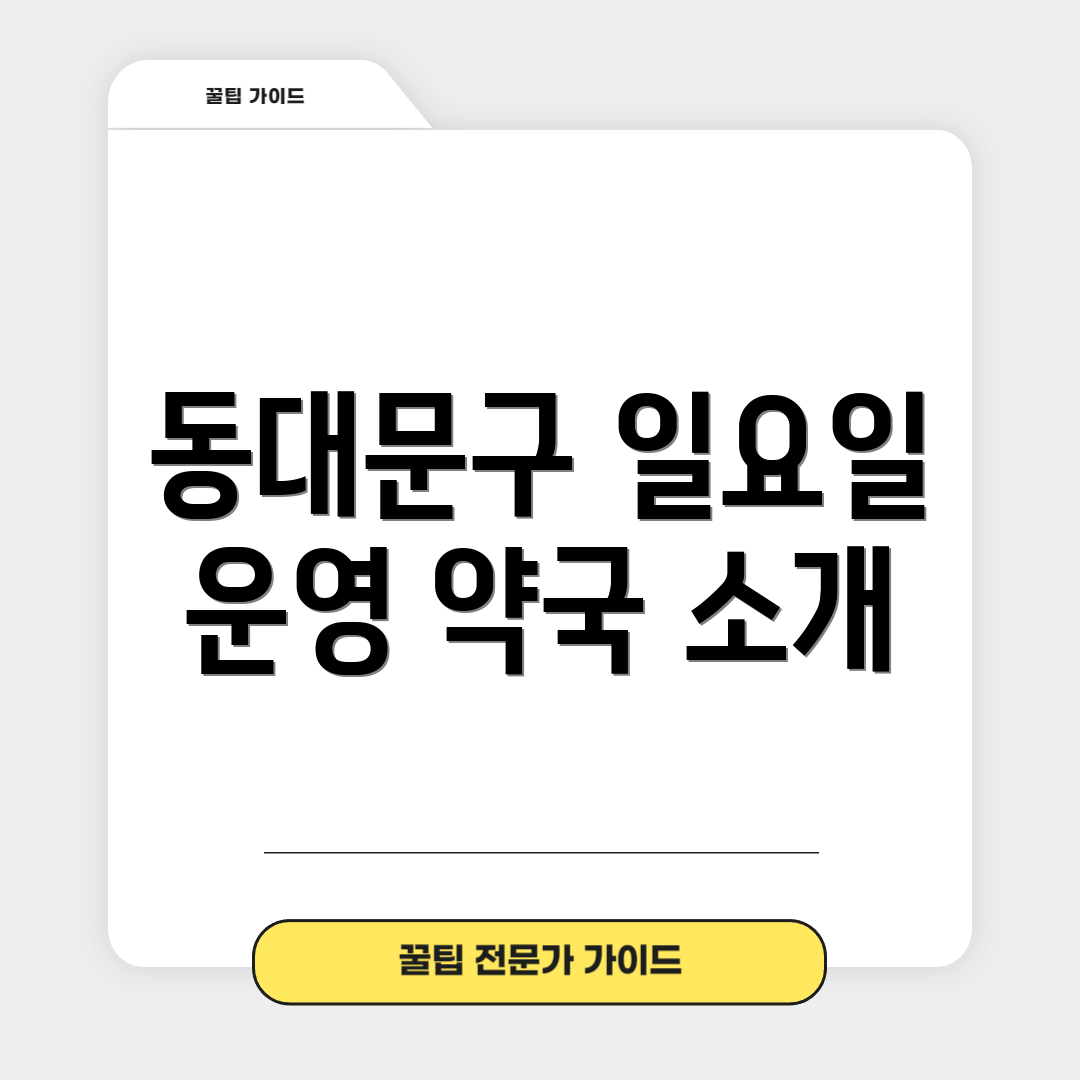 동대문구 일요일 운영 약국 소개