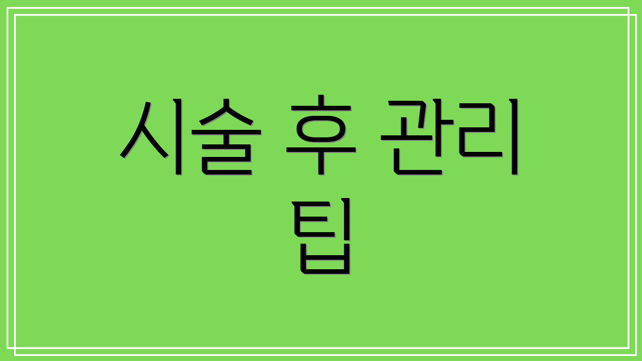 시술 후 관리 팁