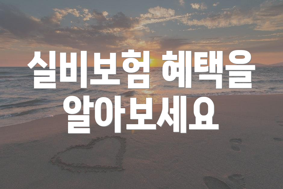 실비보험 혜택을 알아보세요