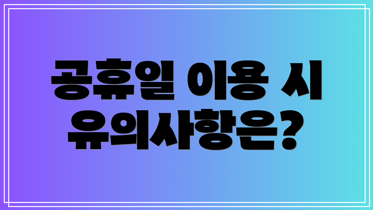 공휴일 이용 시 유의사항은?