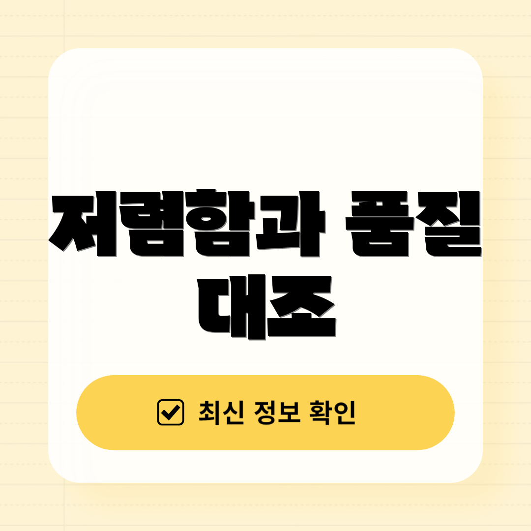 저렴함과 품질 대조