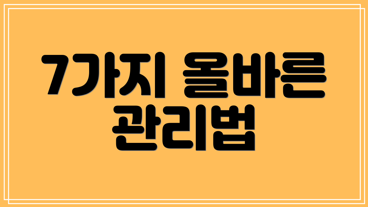 7가지 올바른 관리법