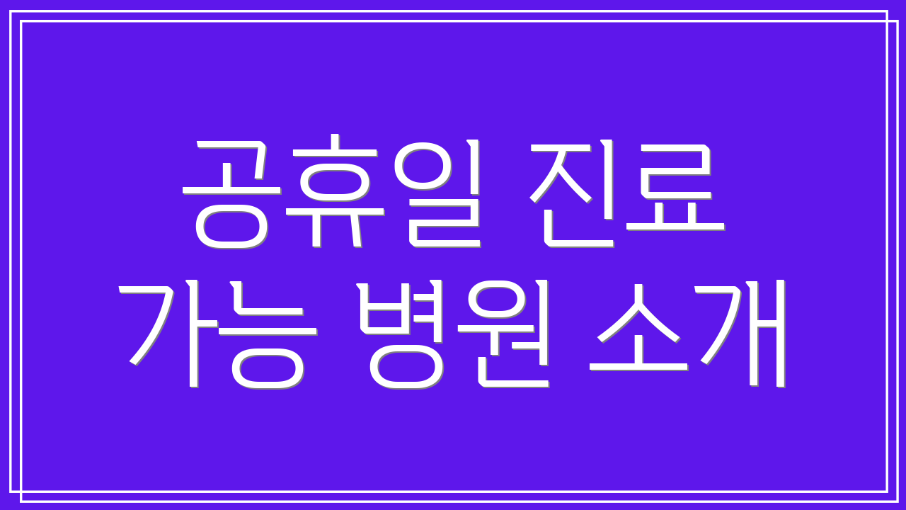 공휴일 진료 가능 병원 소개