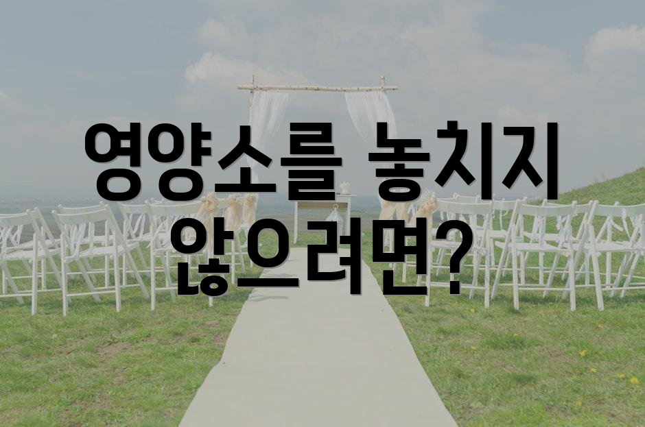 영양소를 놓치지 않으려면?