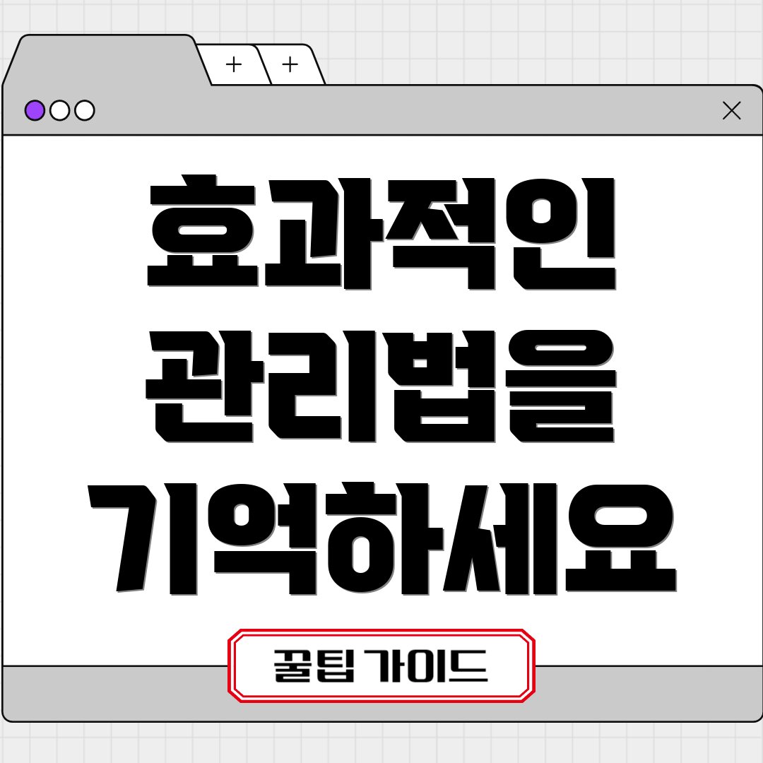 효과적인 관리법을 기억하세요