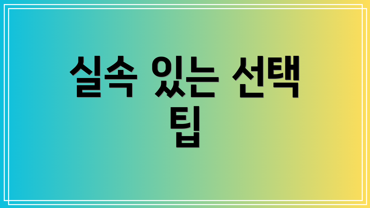 실속 있는 선택 팁