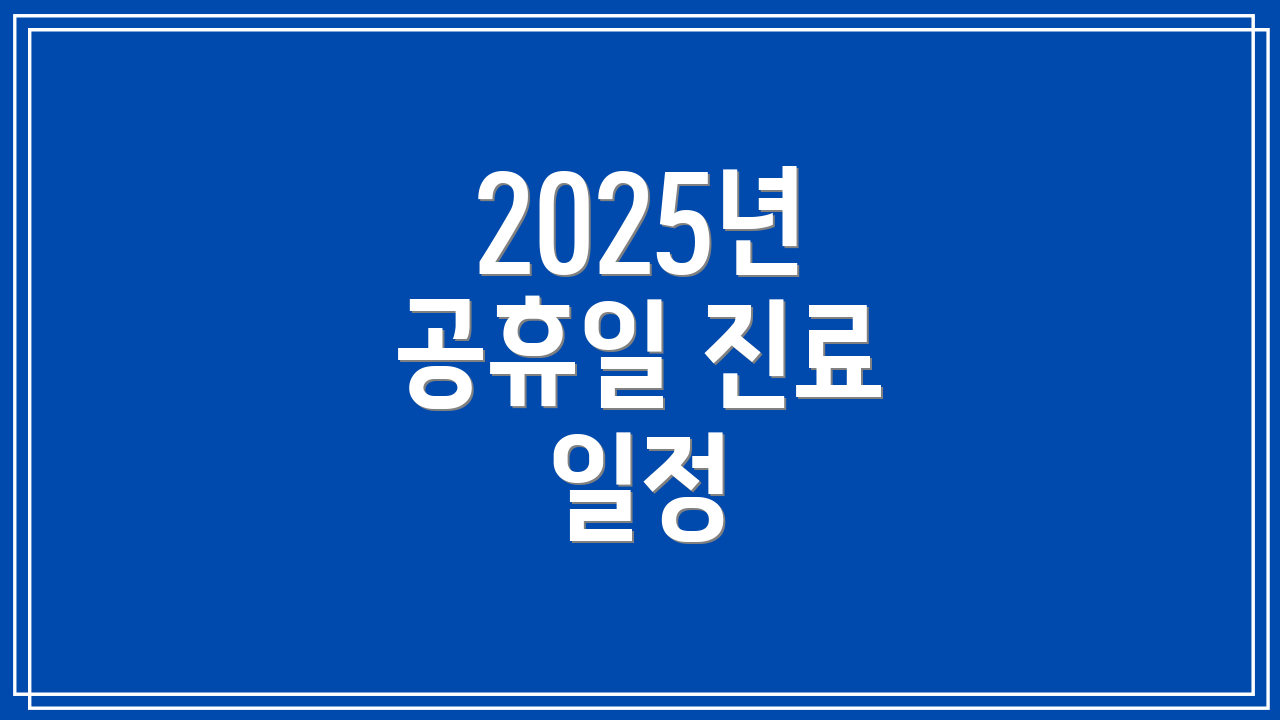 2025년 공휴일 진료 일정