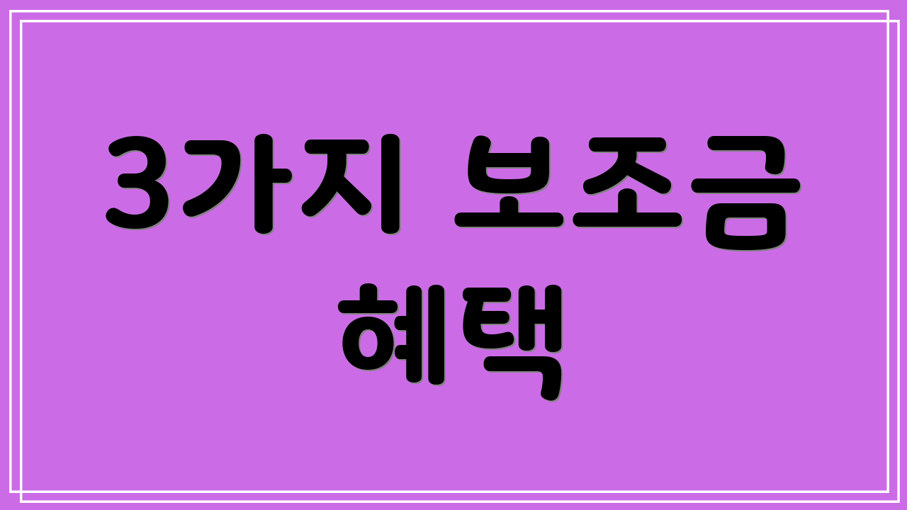 3가지 보조금 혜택