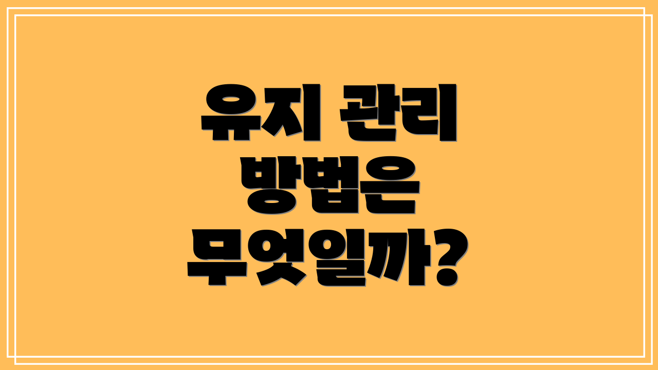 유지 관리 방법은 무엇일까?