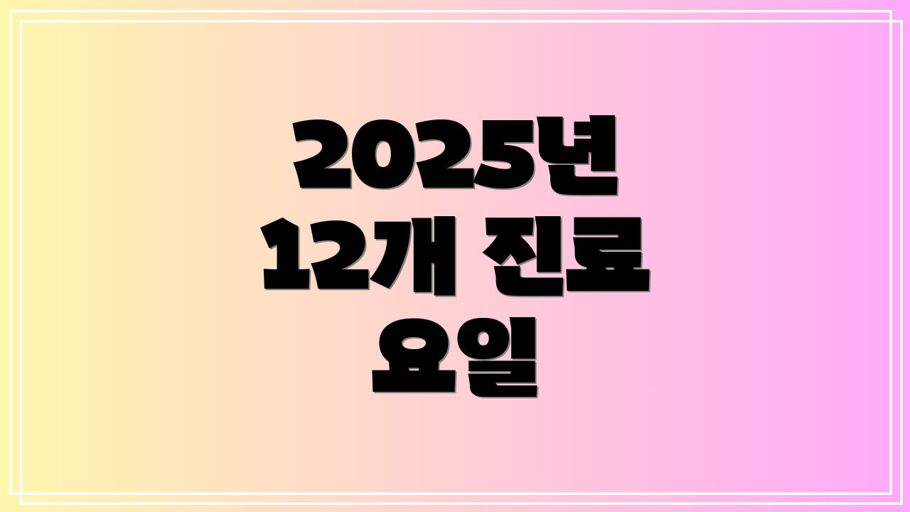 2025년 12개 진료 요일