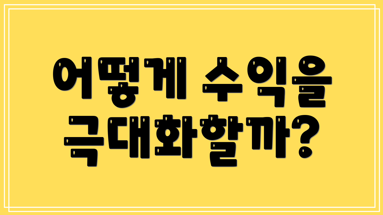 어떻게 수익을 극대화할까?