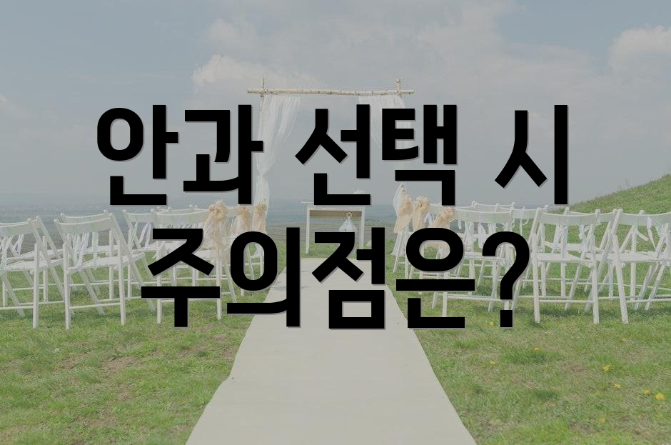 안과 선택 시 주의점은?