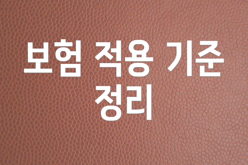 보험 적용 기준 정리