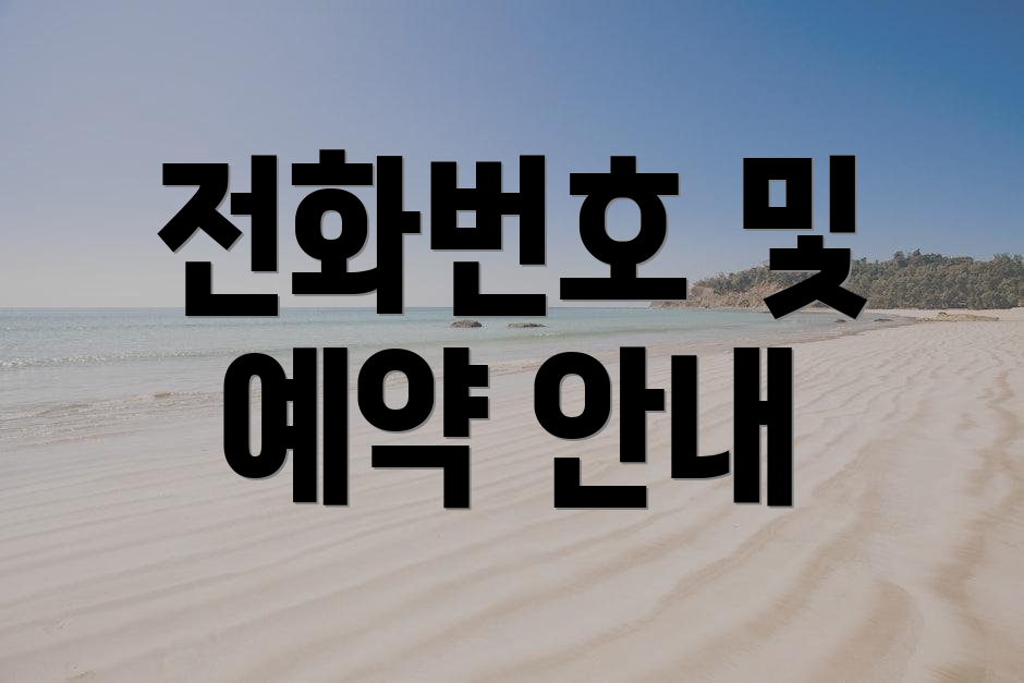 전화번호 및 예약 안내