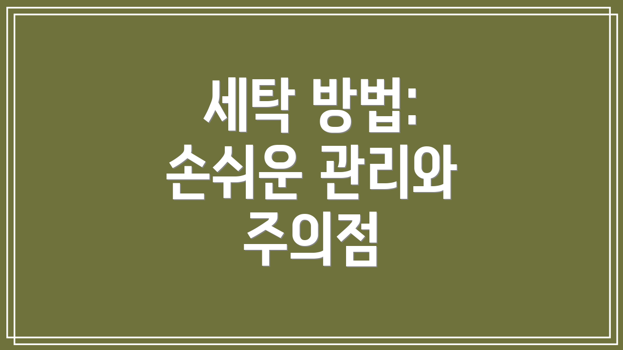 세탁 방법: 손쉬운 관리와 주의점