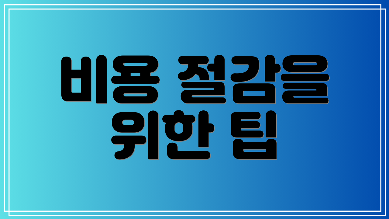 비용 절감을 위한 팁