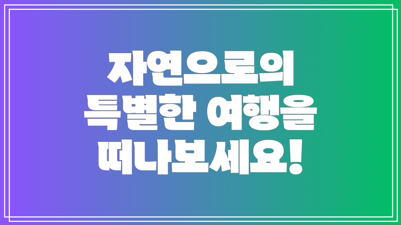 자연으로의 특별한 여행을 떠나보세요!