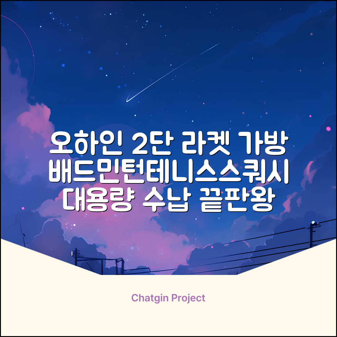 오하인 배드민턴 테니스 스쿼시 2단 대용량 라켓 가방, 블랙, 1개 추천 리뷰